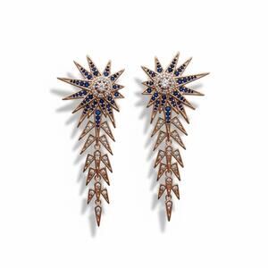 New Nordstrom Rose Gold Vermeil Starburst Sapphire Dangle Earrings | MSRP $419